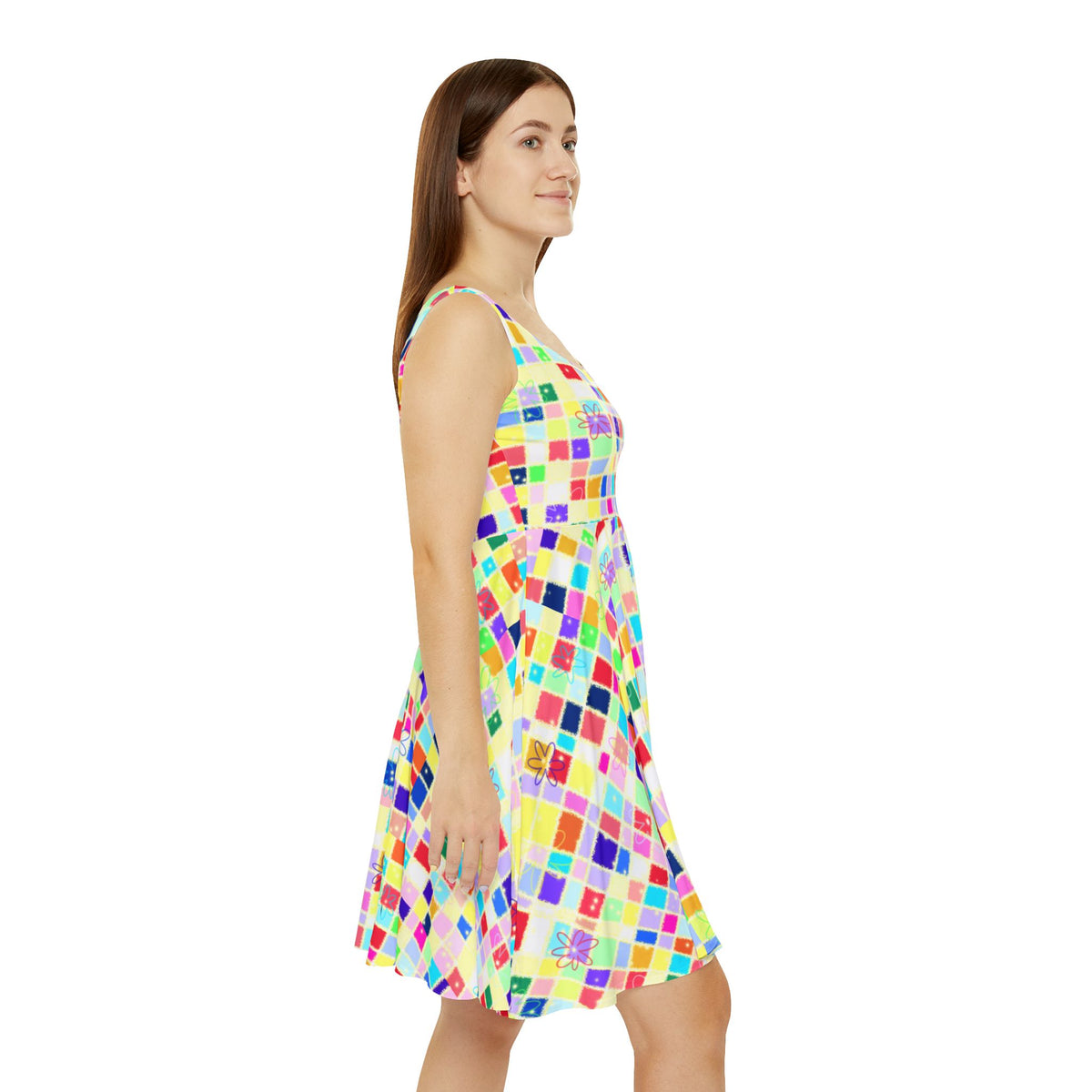 'Your Quilted Quantum Flower Bed' women's skater dress