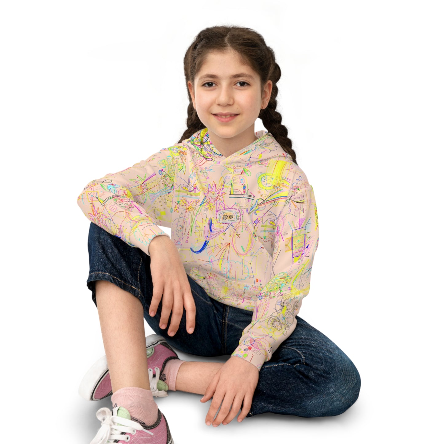 'YOUR BLESSINGS ARE PROTECTED' kids recycled hoodie in light pink