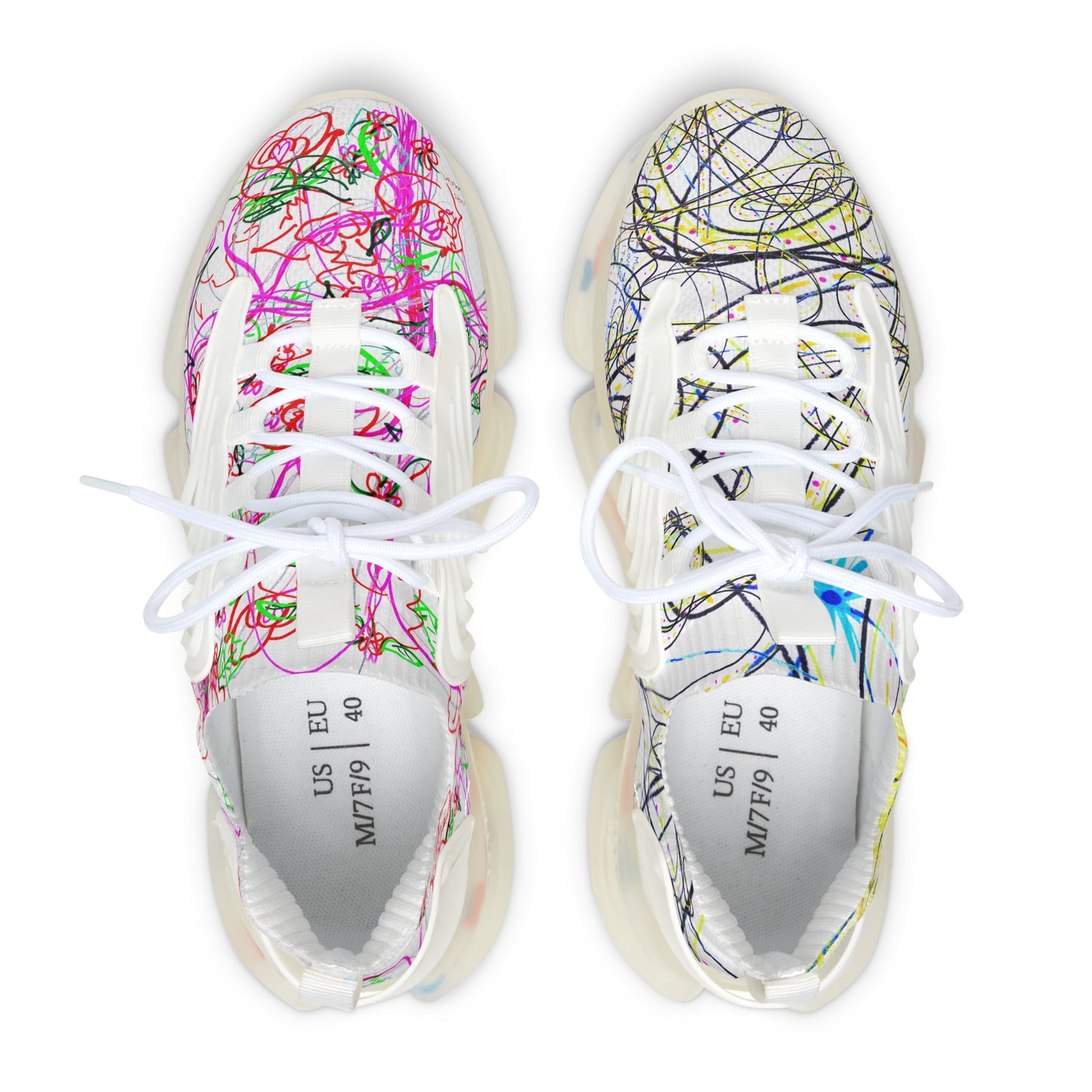 KEEP YOUR PANTS ON, feminine mesh sneakers in white (black detail option)