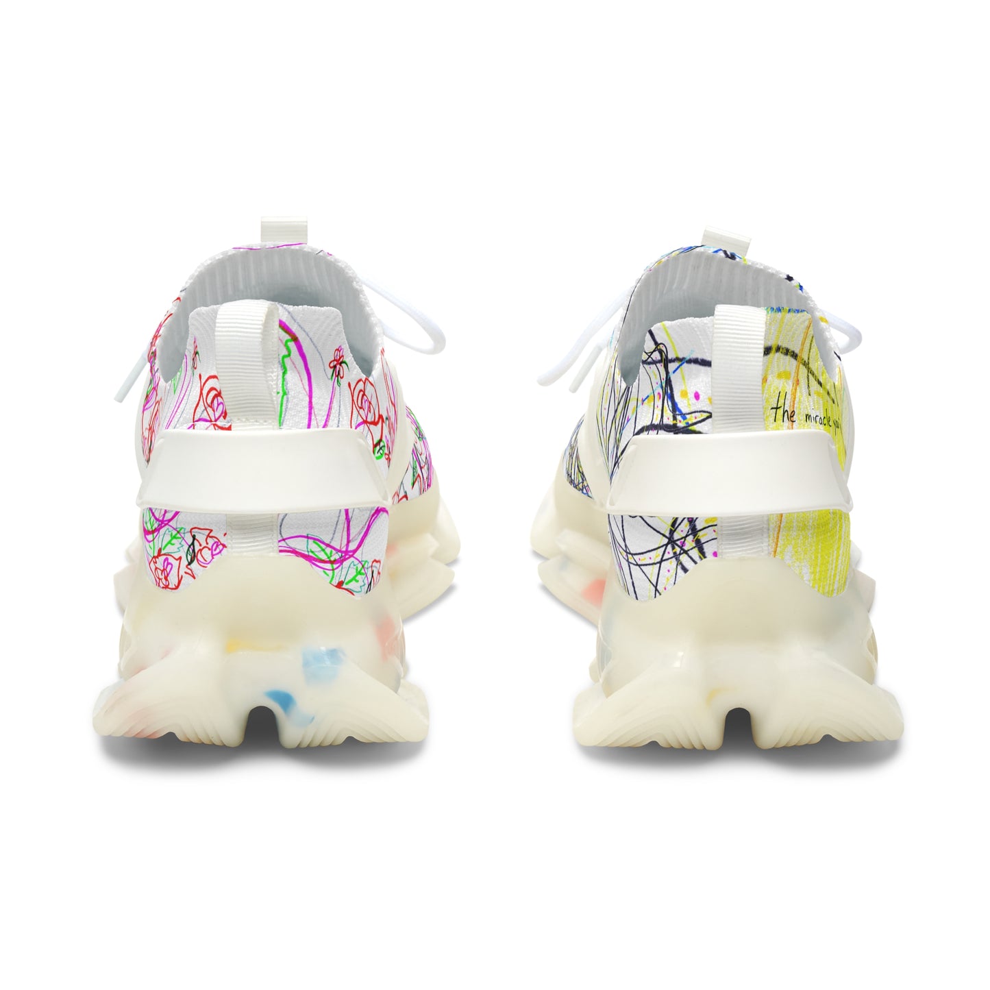 KEEP YOUR PANTS ON, feminine mesh sneakers in white (black detail option)