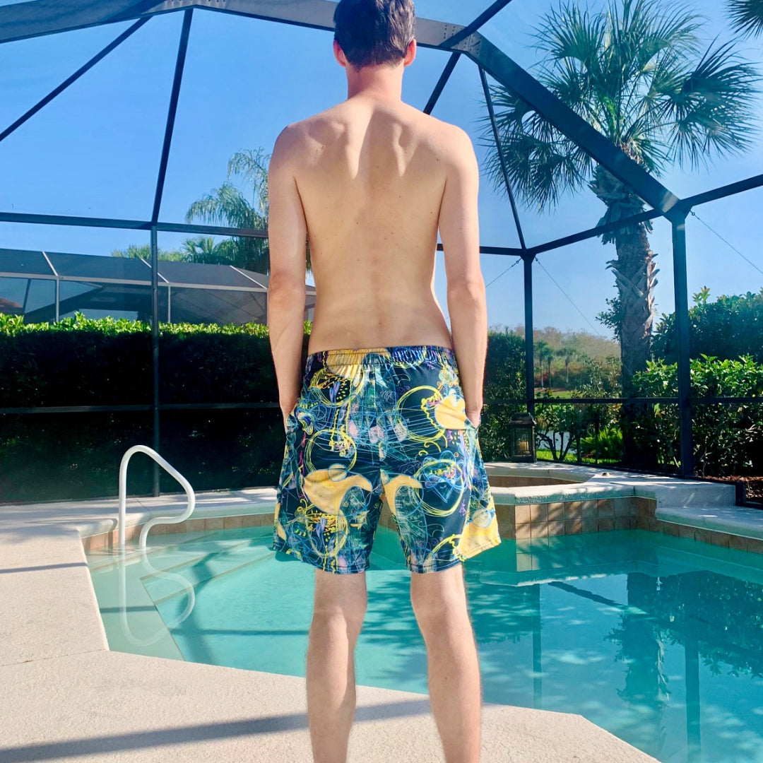GET DOWN TO BUSINESS, masculine recycled swim trunks