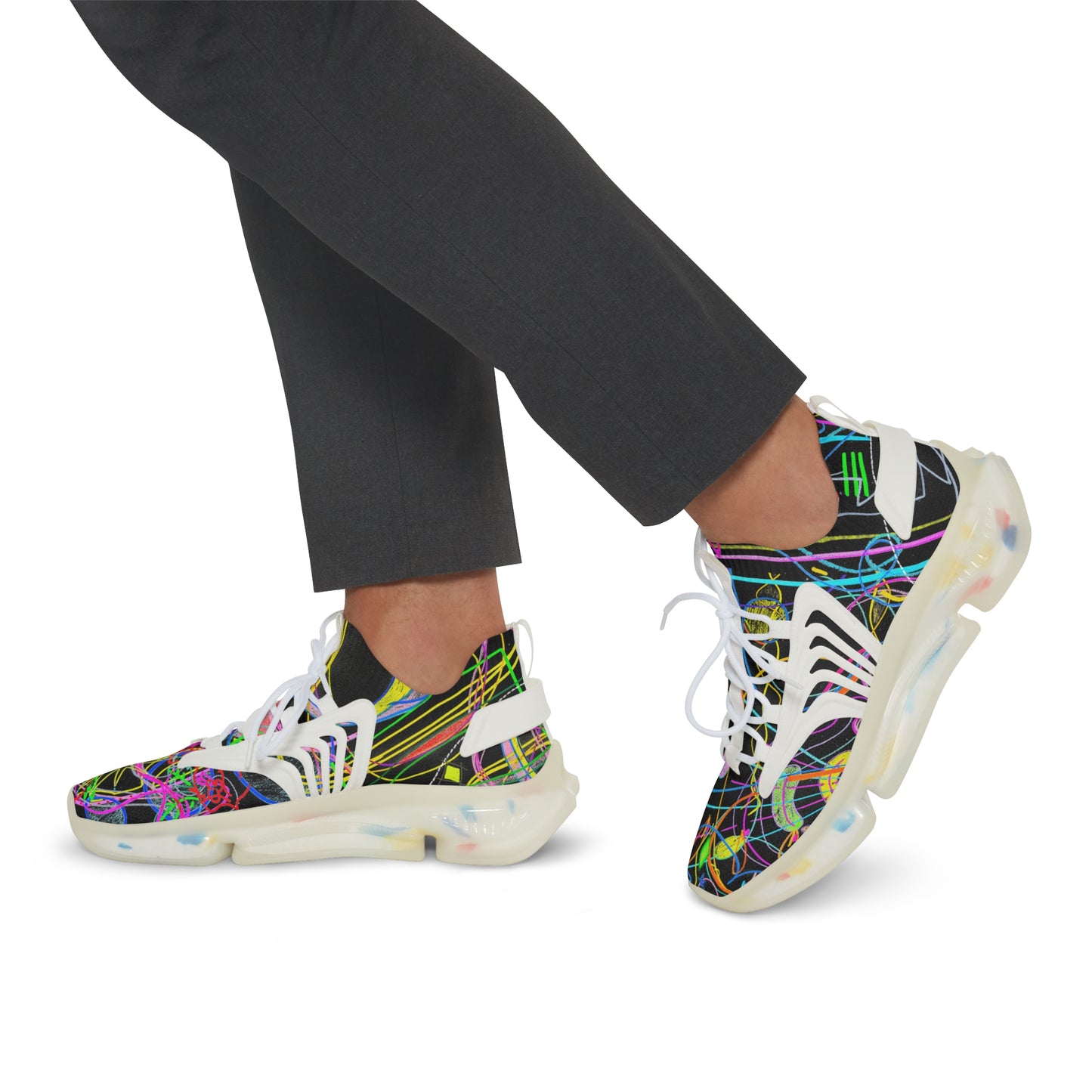 KEEP YOUR PANTS ON, masculine mesh sneakers in black (white detail option)