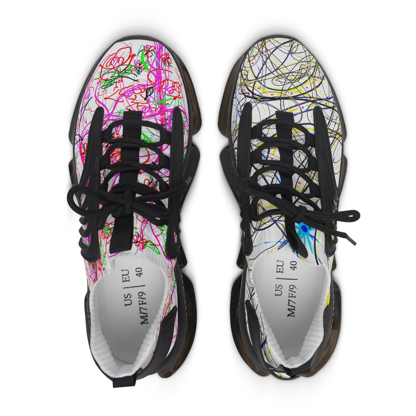 KEEP YOUR PANTS ON, feminine mesh sneakers in white (black detail option)