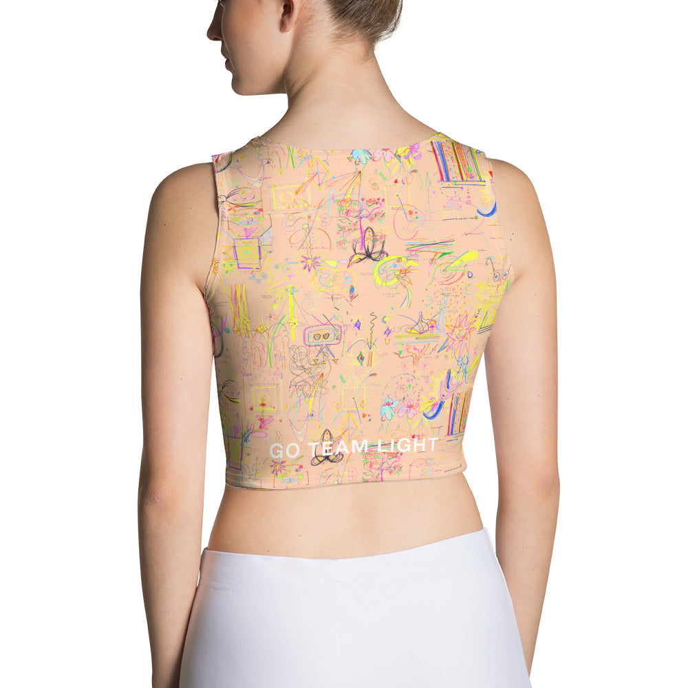Designer You, body-hugging crop tank top in peach