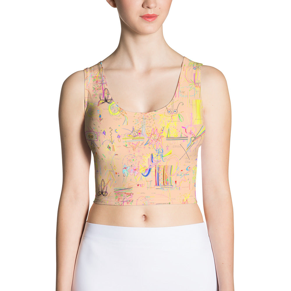 Designer You, body-hugging crop tank top in peach