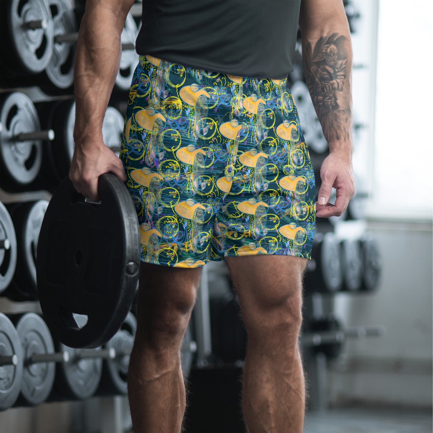 GET DOWN TO BUSINESS, masculine recycled athletic shorts