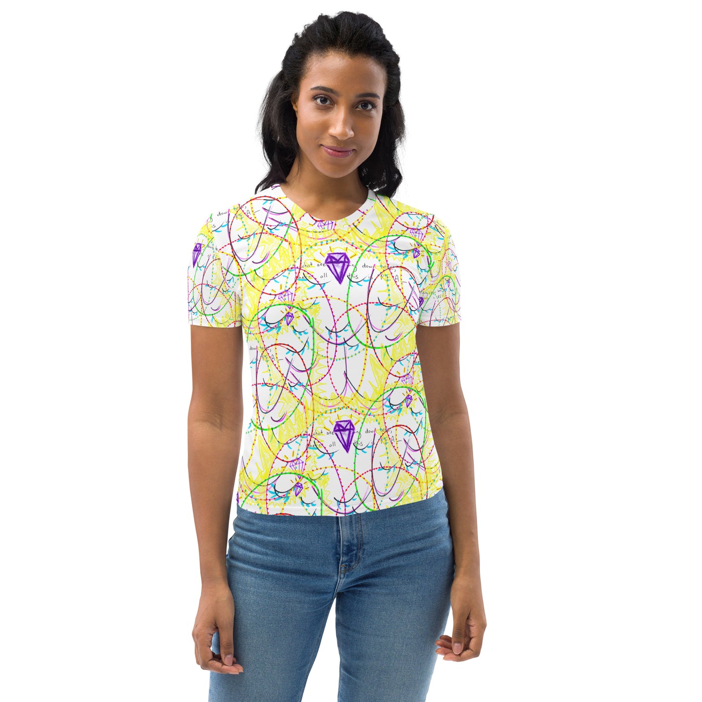 what are we doing down here, where all of this is REAL, feminine T-shirt