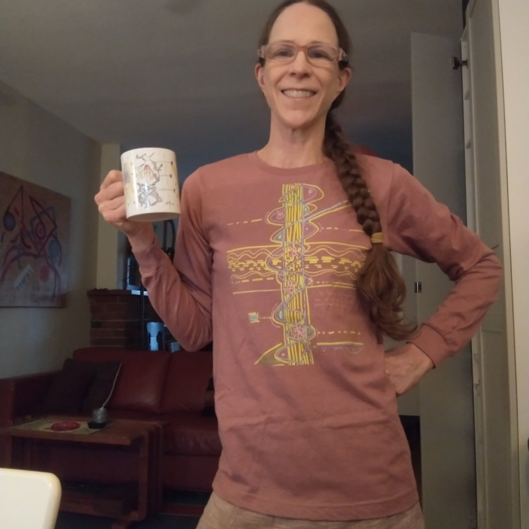 all that is really happening, long sleeved shirt (in mauve and navy)