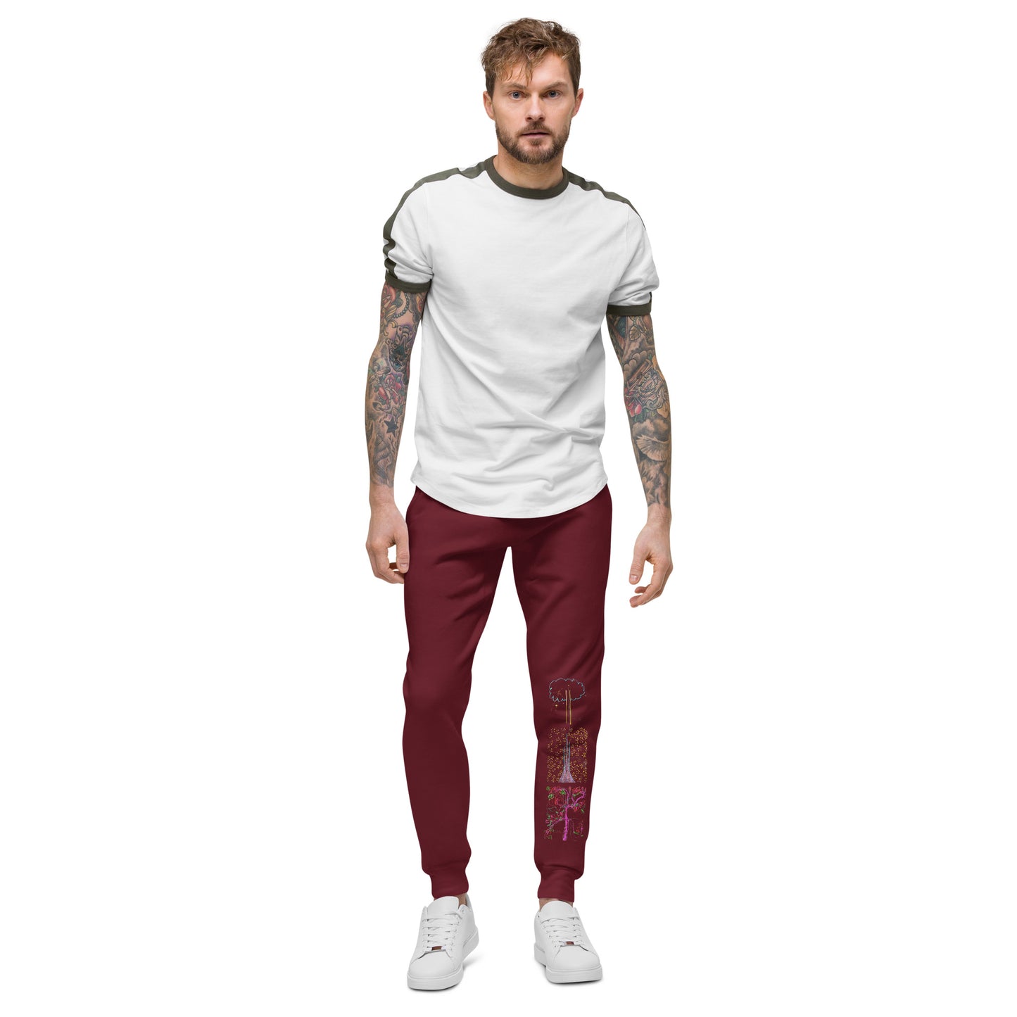 Seven Shields, 100% cotton joggers (in navy & maroon)