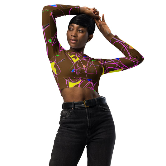 I AM Loving on mySelf So Hard right Now. recycled long-sleeve crop top in brown (comes in light purple too!)