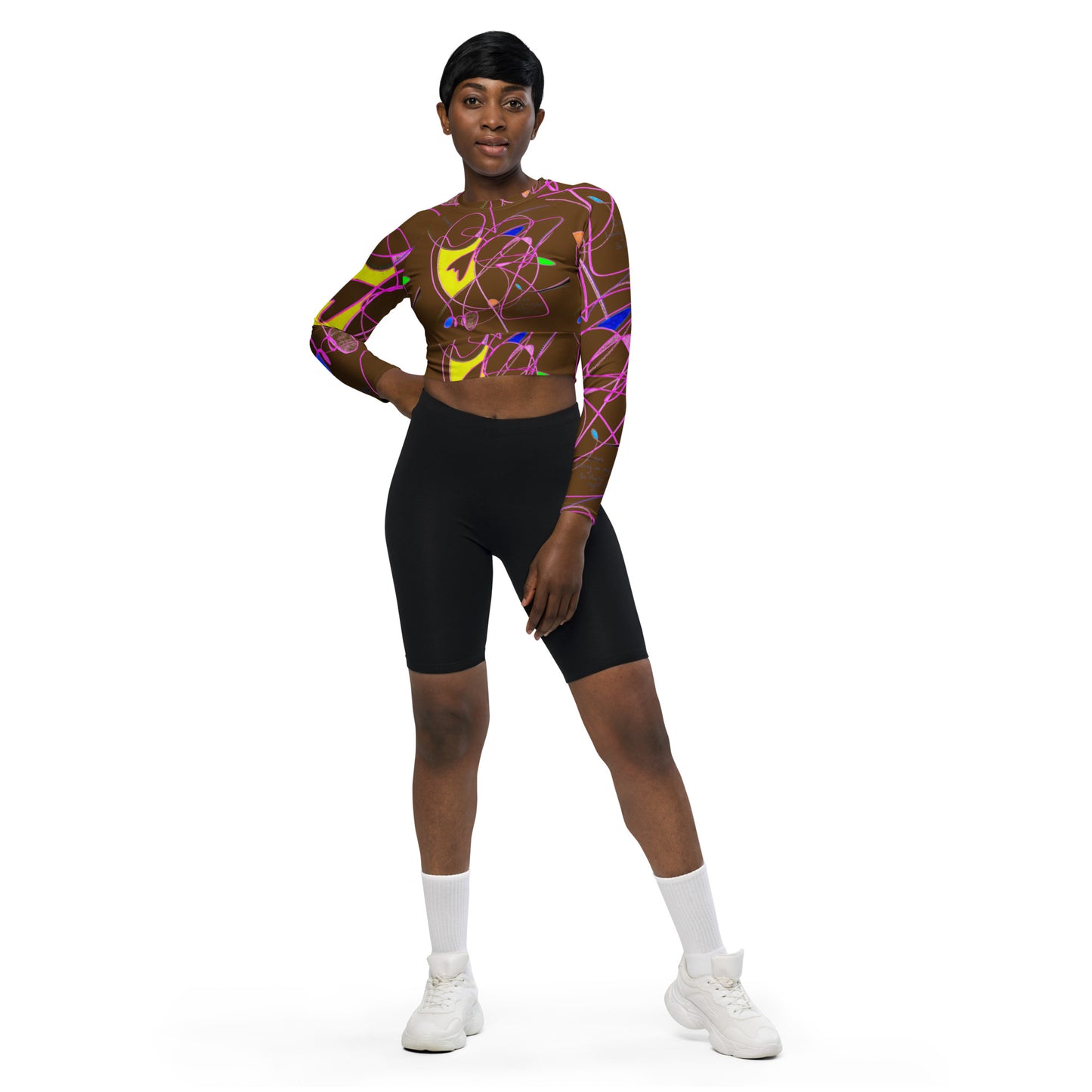 I AM Loving on mySelf So Hard right Now. recycled long-sleeve crop top in brown