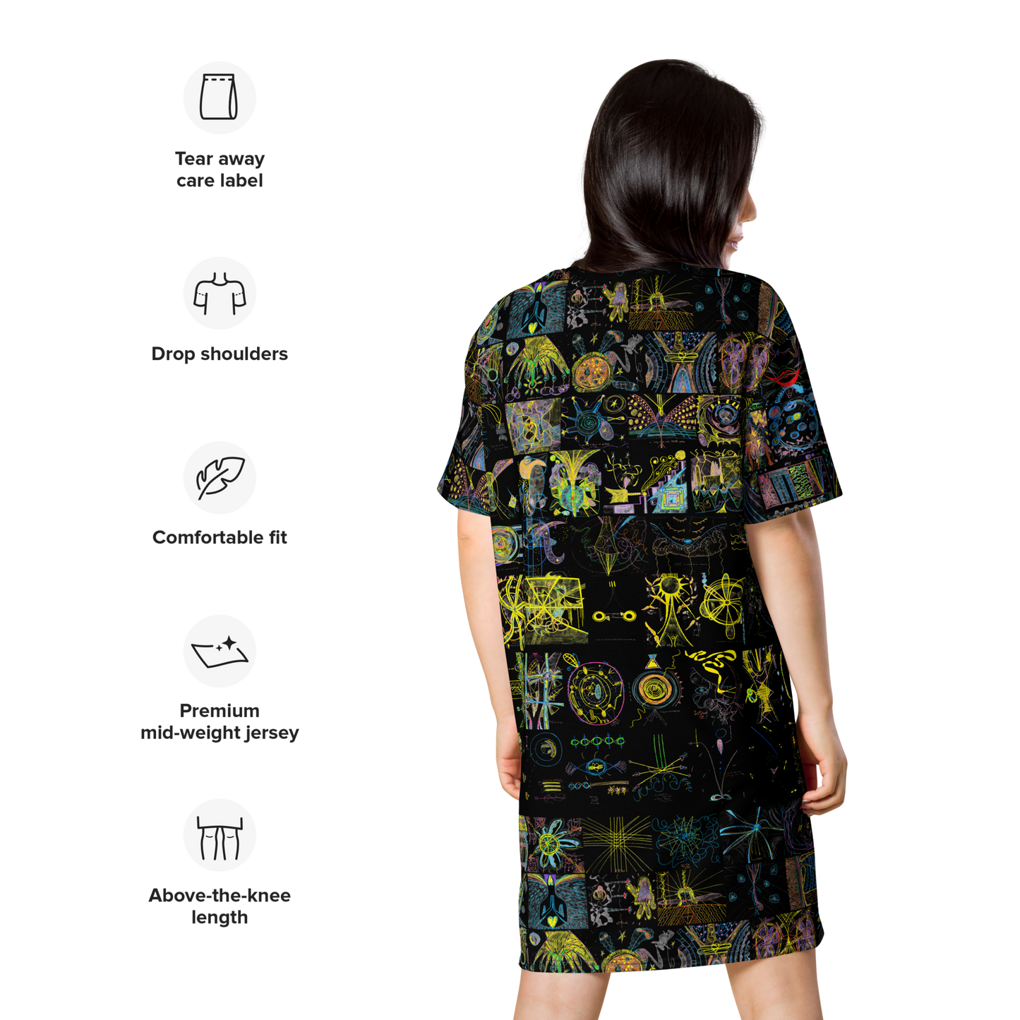 Spacious Hug, T-shirt dress in black