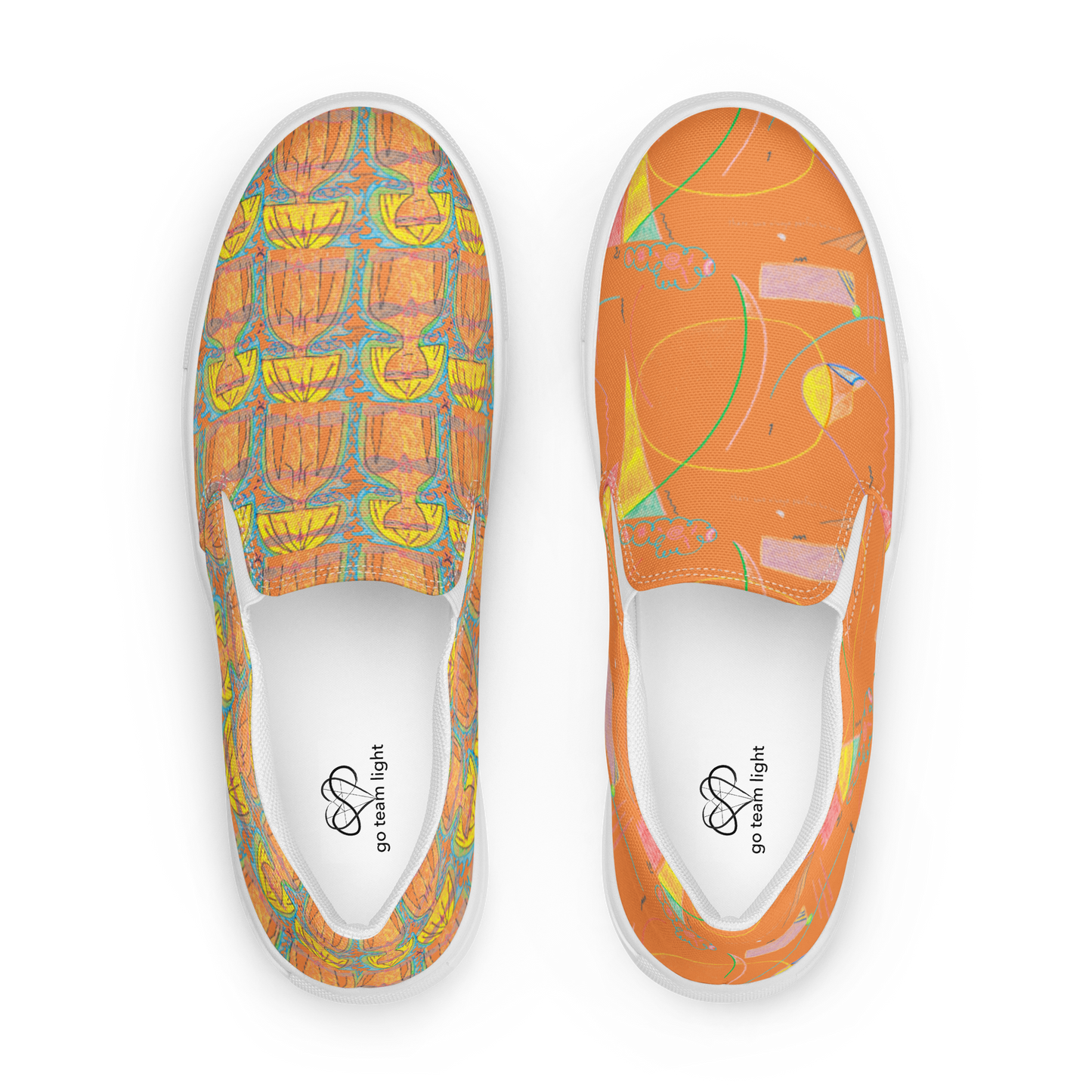 TruFlow, masculine slip-on canvas shoes in orange