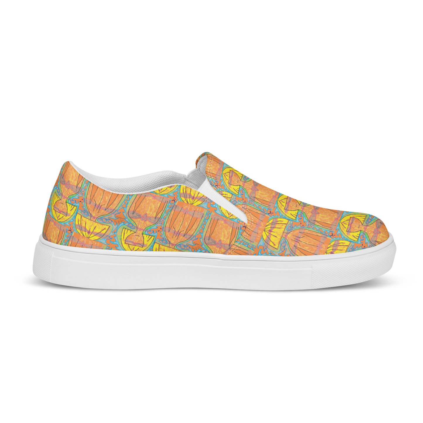 TruFlow, masculine slip-on canvas shoes in orange