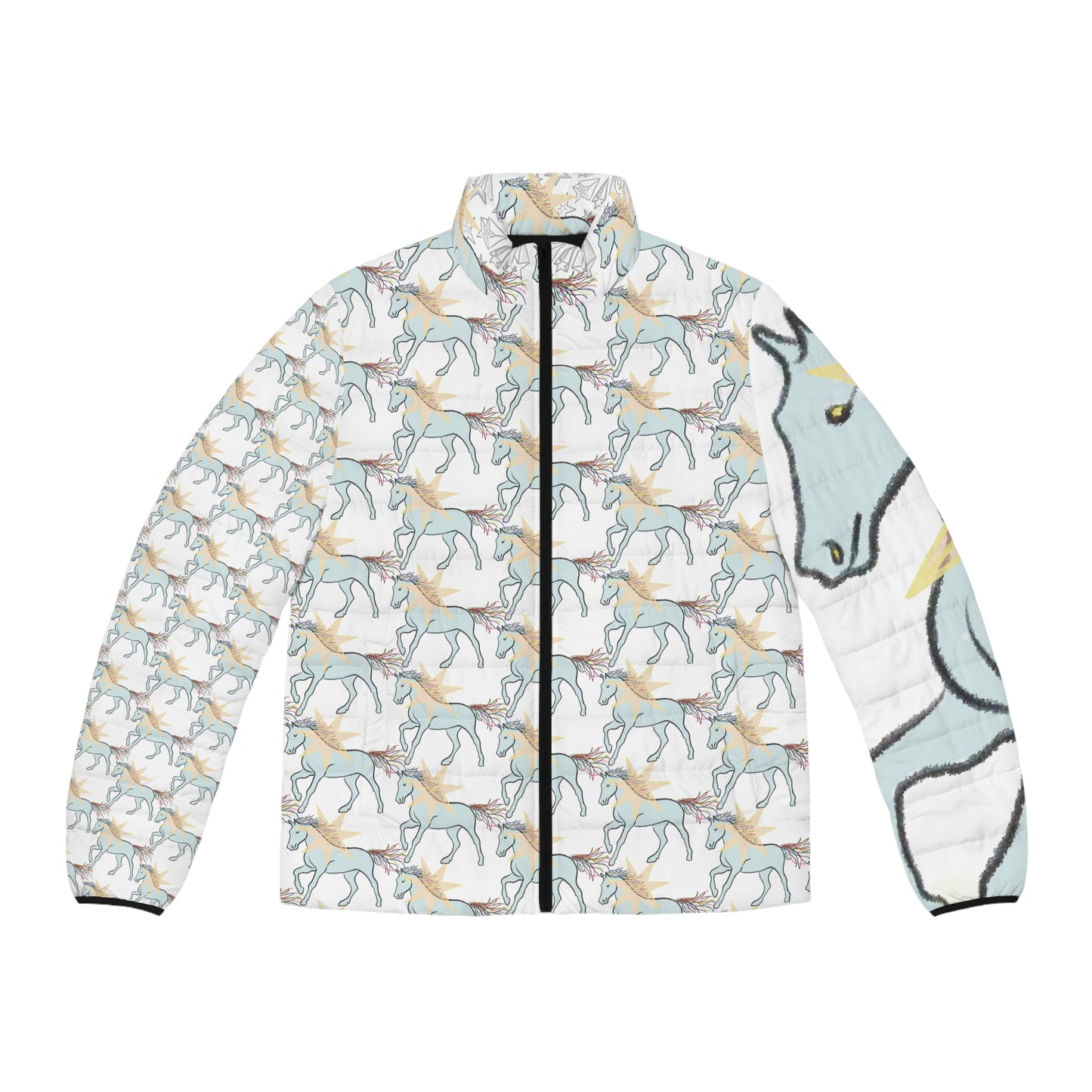 'THE ONLY HORSE I RIDE' boxy puffer jacket