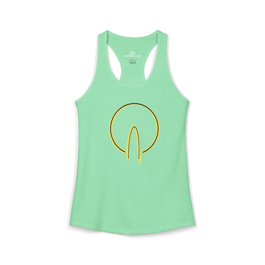 'the same but upside down' women's racerback tank in mint, black & white