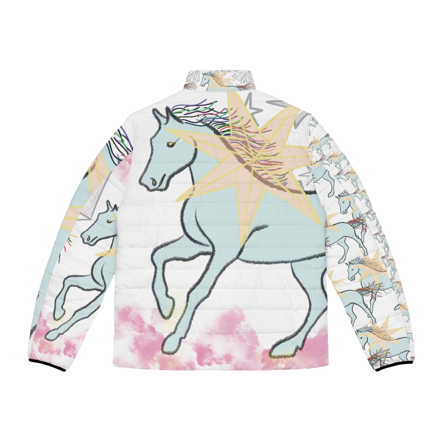 'THE ONLY HORSE I RIDE' boxy puffer jacket