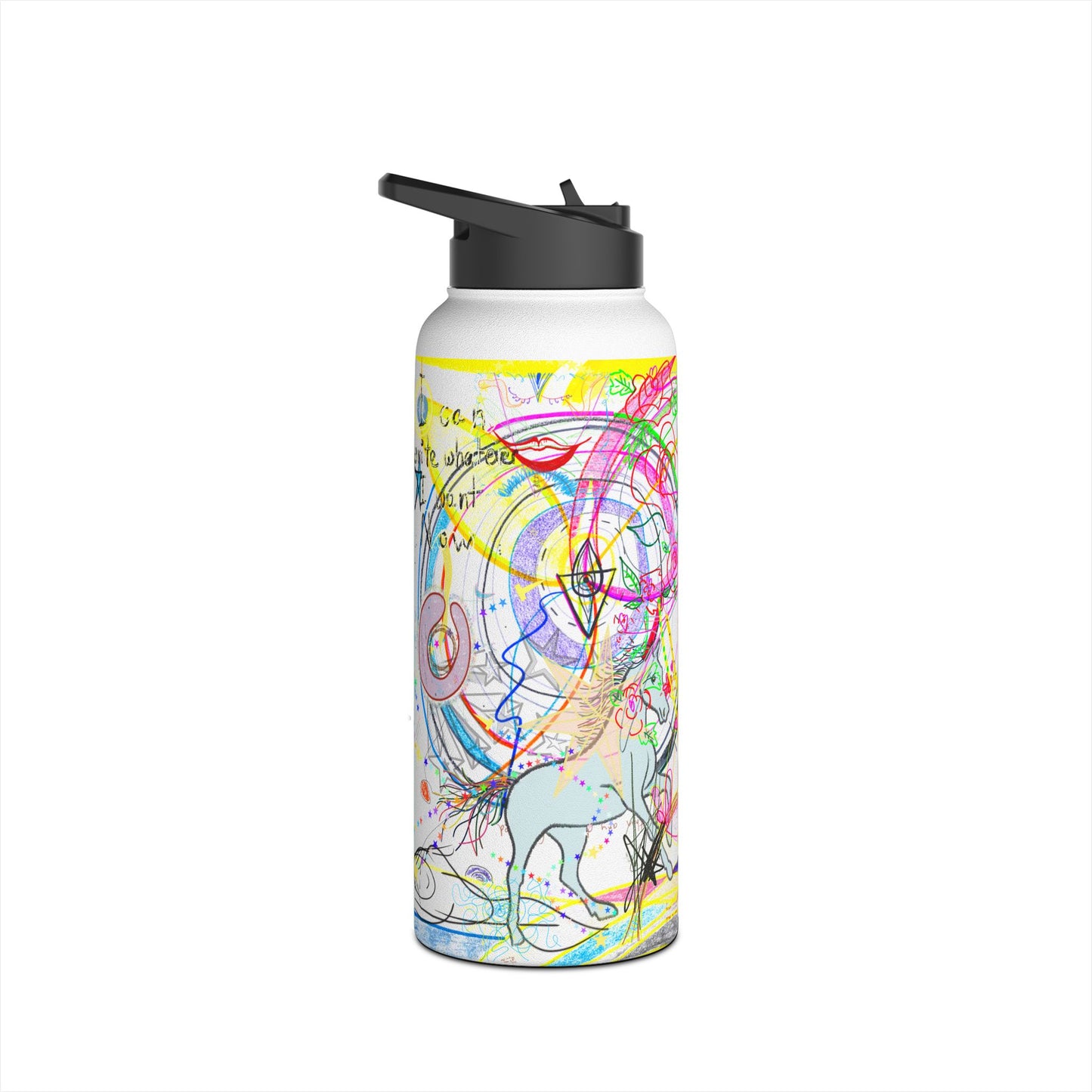 'smell the roses in every dimension' stainless steel water bottle with straw