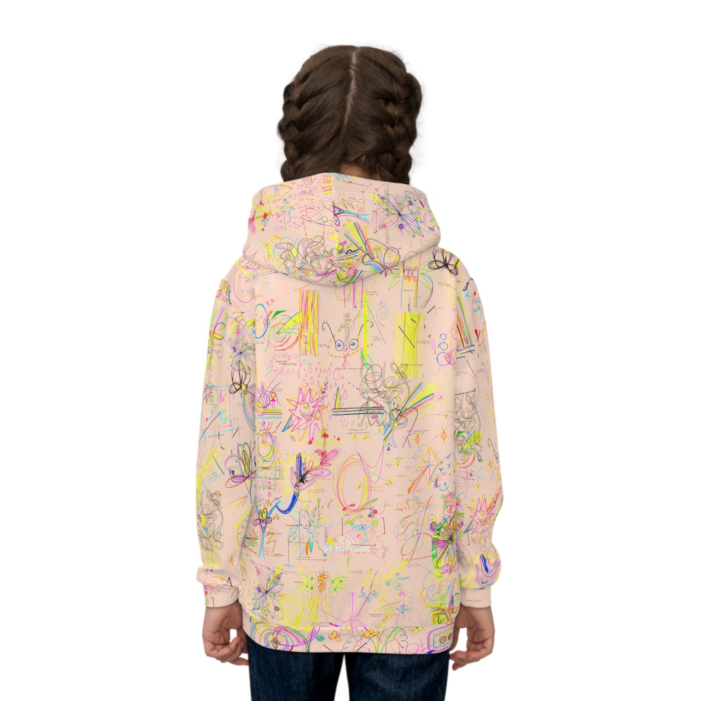 'YOUR BLESSINGS ARE PROTECTED' kids recycled hoodie in light pink