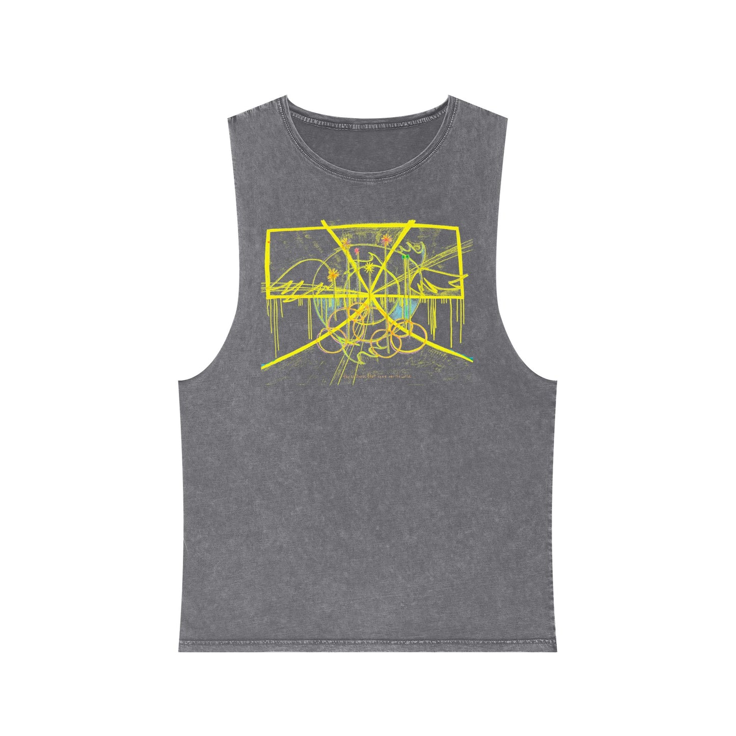 'a trench coat of sunshine', 'you cannot look back' & 'you have spiritual protection up the wazoo' unisex 100% cotton muscle tank in 4 stonewash colours