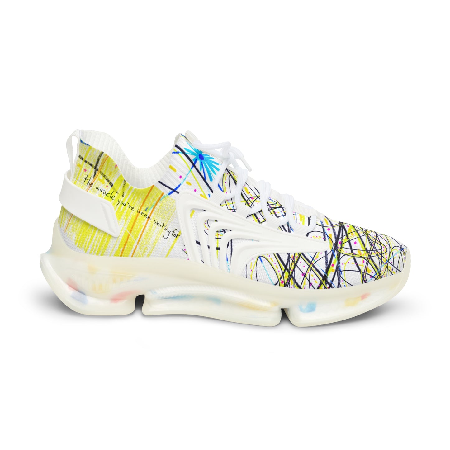 'KEEP YOUR PANTS ON' men's white sneakers with white & black detailing