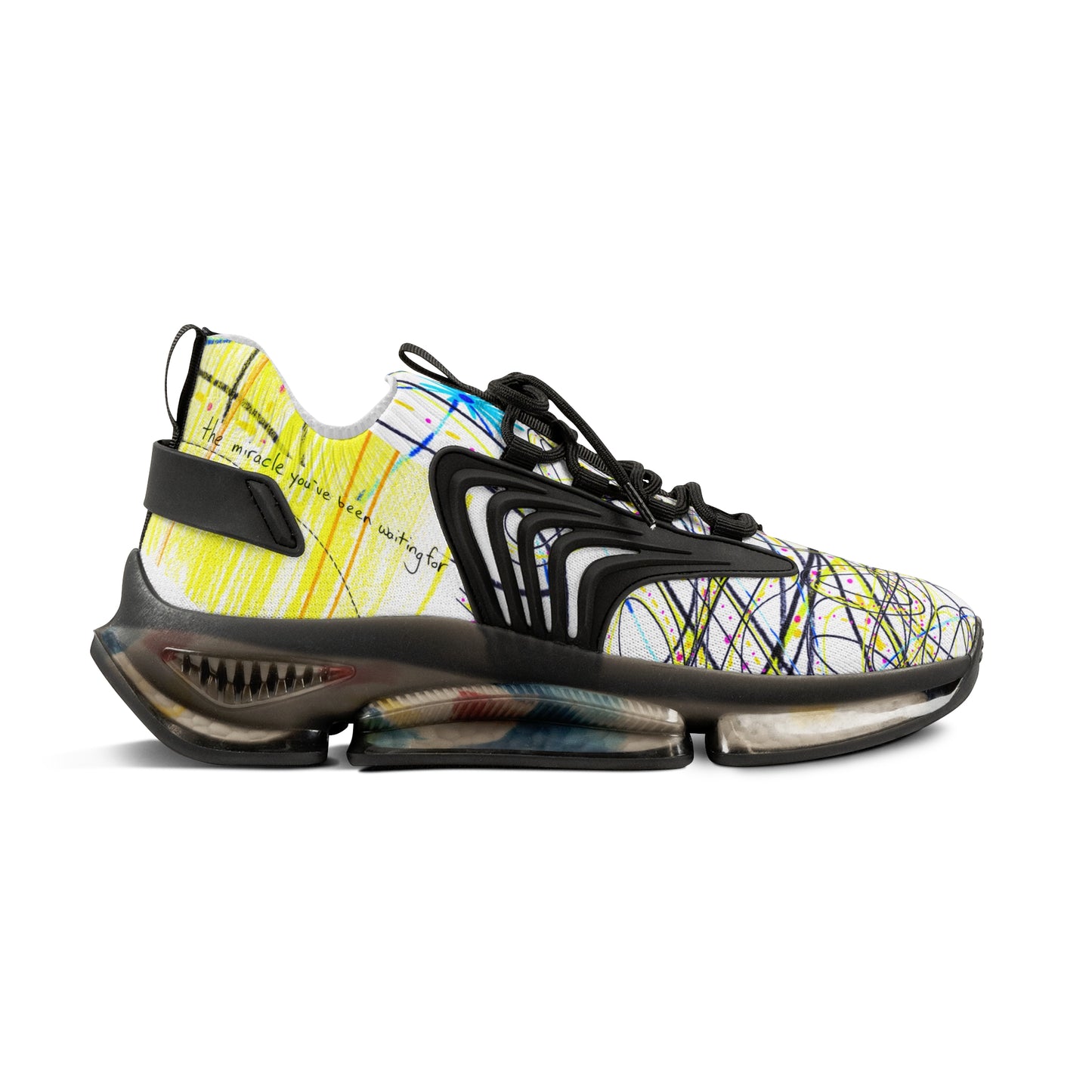 'KEEP YOUR PANTS ON' men's white sneakers with white & black detailing