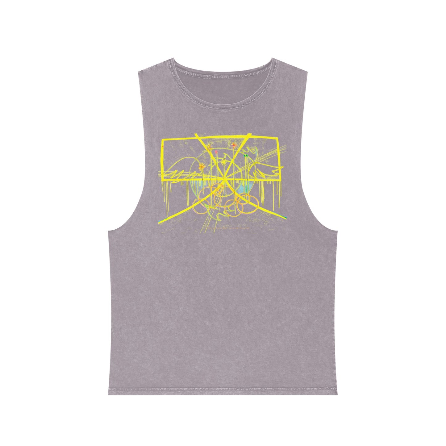 'a trench coat of sunshine', 'you cannot look back' & 'you have spiritual protection up the wazoo' unisex 100% cotton muscle tank in 4 stonewash colours