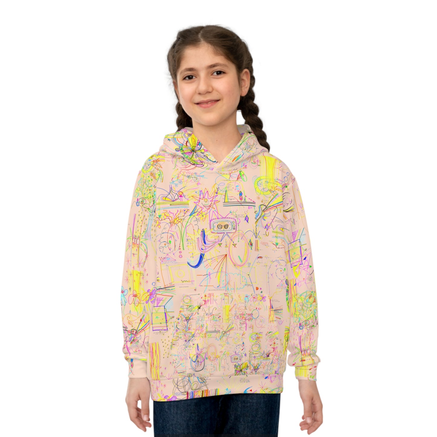 'YOUR BLESSINGS ARE PROTECTED' kids recycled hoodie in light pink