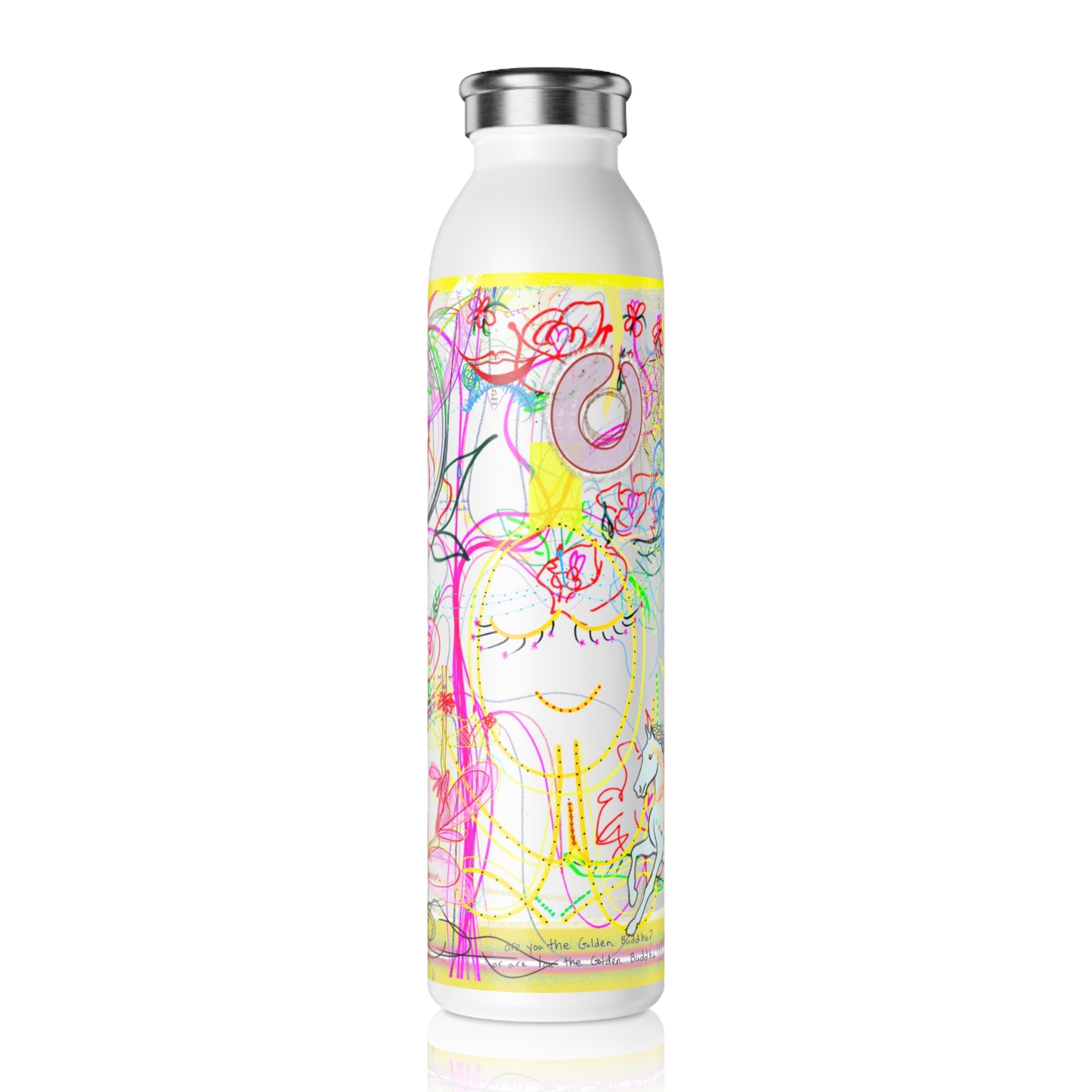 'are you the golden buddha? or are you the golden buddha?!' 20oz stainless steel water bottle