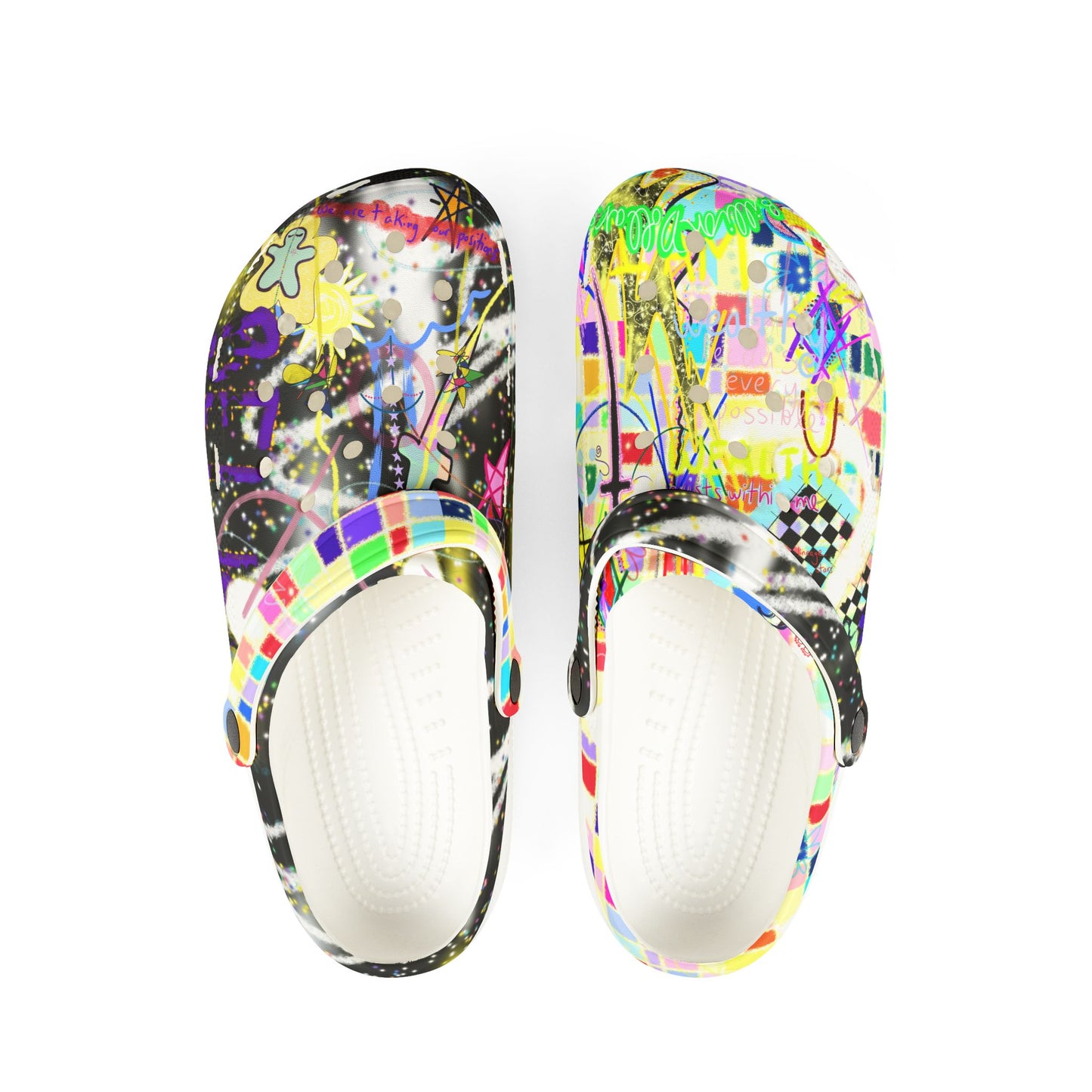 'I AM wealthy because every possible WEALTH exists within me' women's clogs in 2 colours