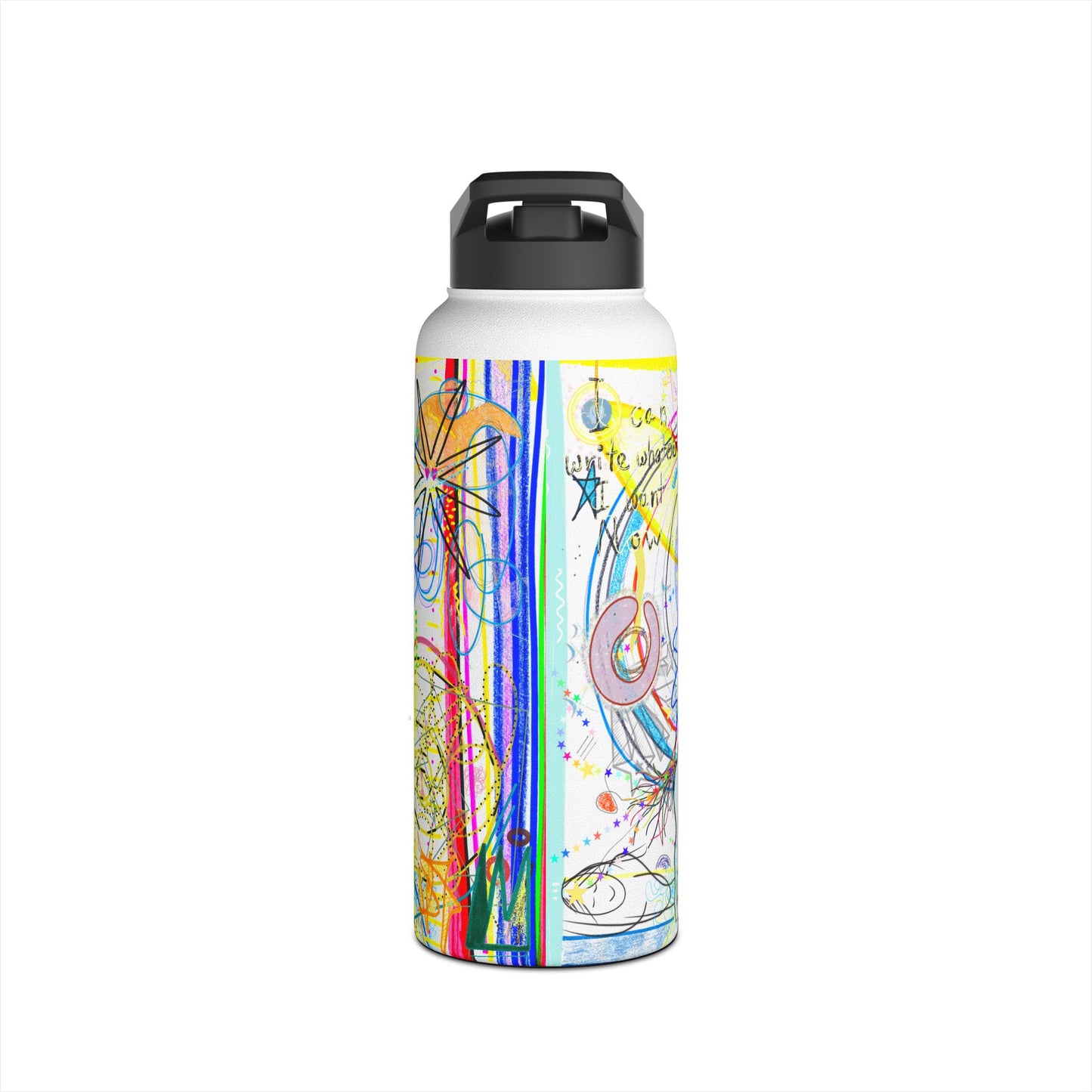'smell the roses in every dimension' stainless steel water bottle with straw