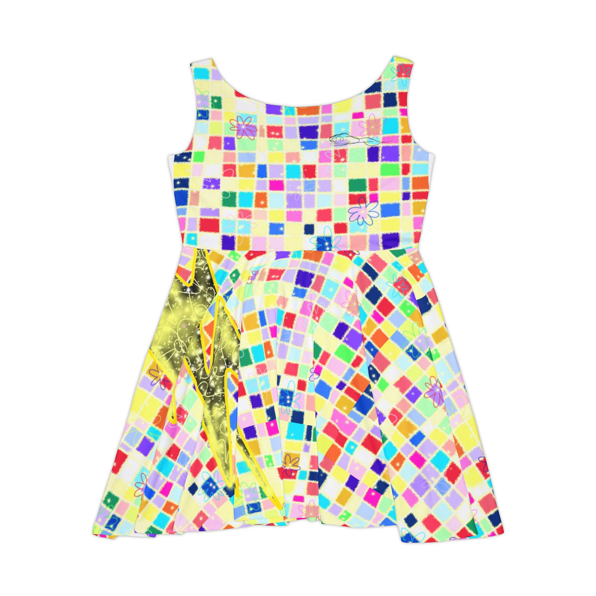 'Your Quilted Quantum Flower Bed' women's skater dress