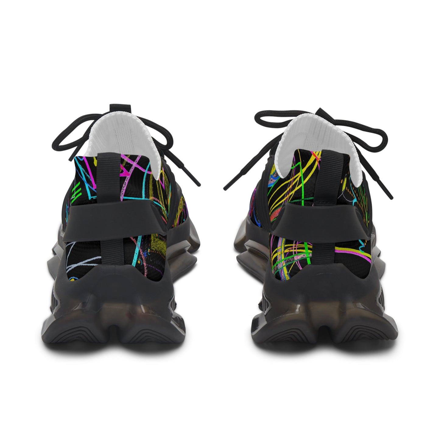 'KEEP YOUR PANTS ON'  women's black sneakers with white & black detailing