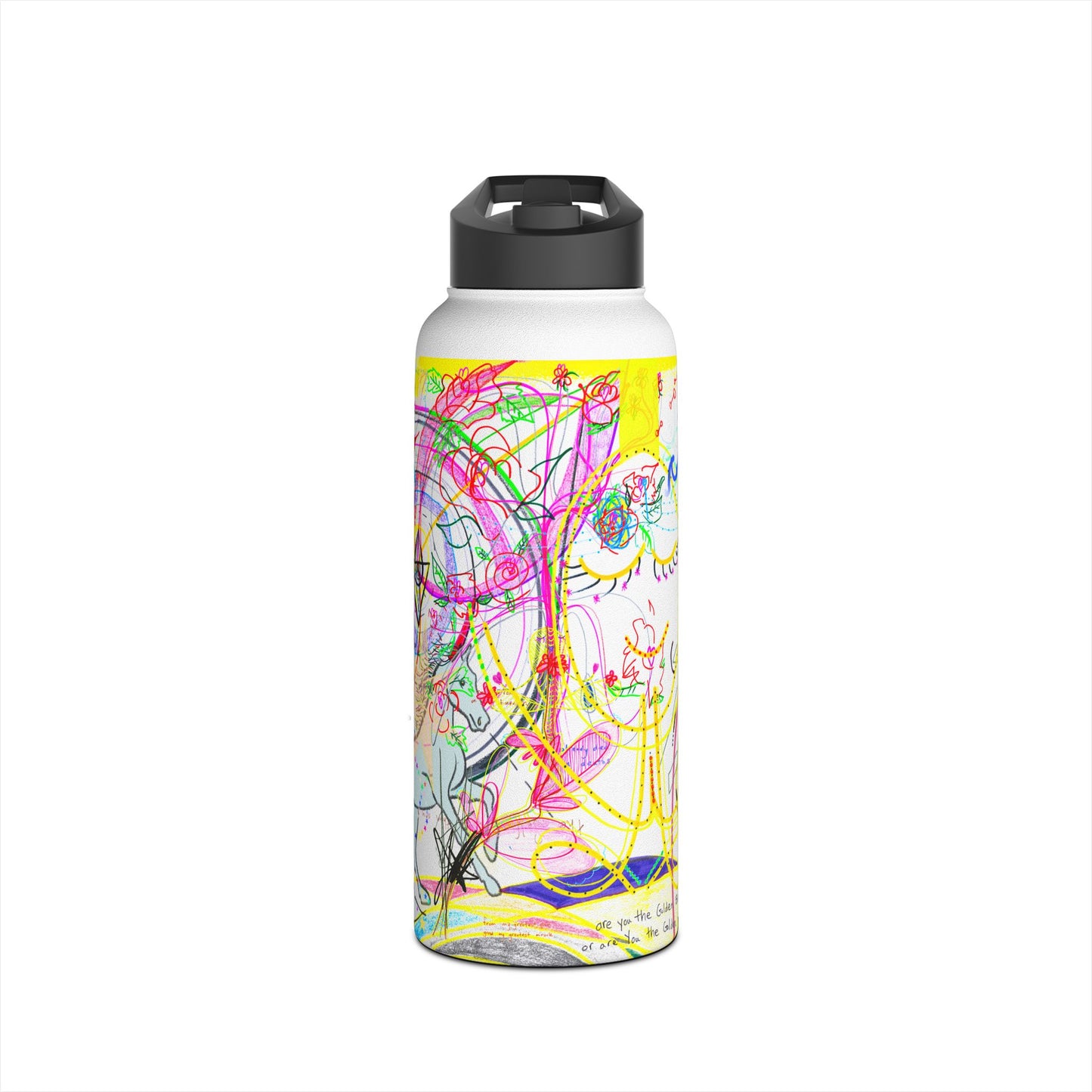'smell the roses in every dimension' stainless steel water bottle with straw