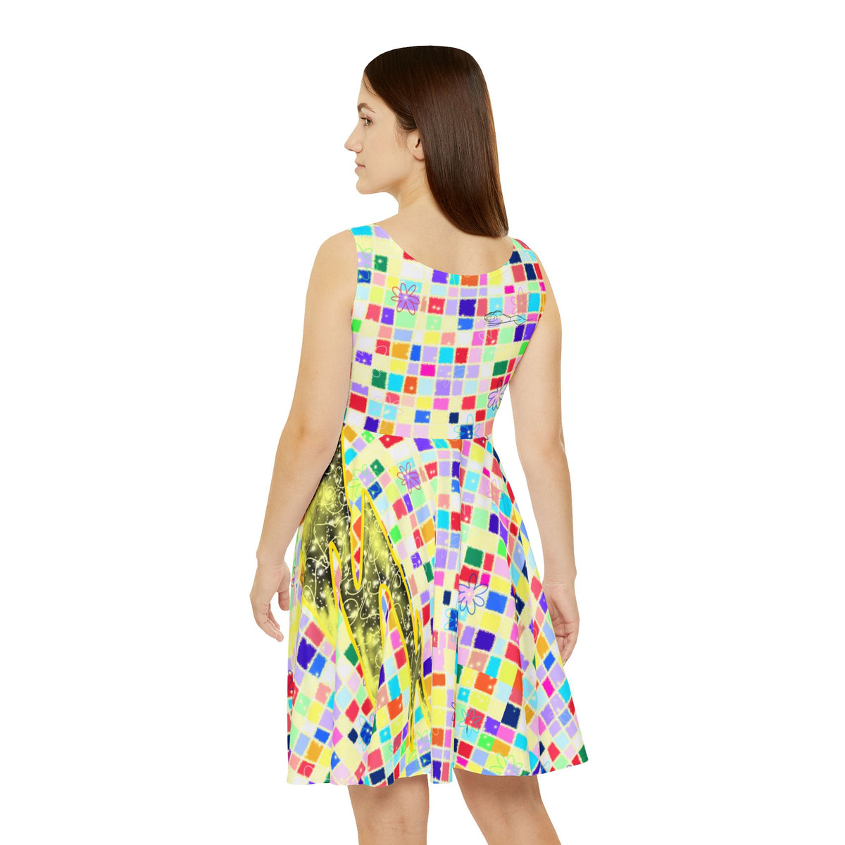 'Your Quilted Quantum Flower Bed' women's skater dress