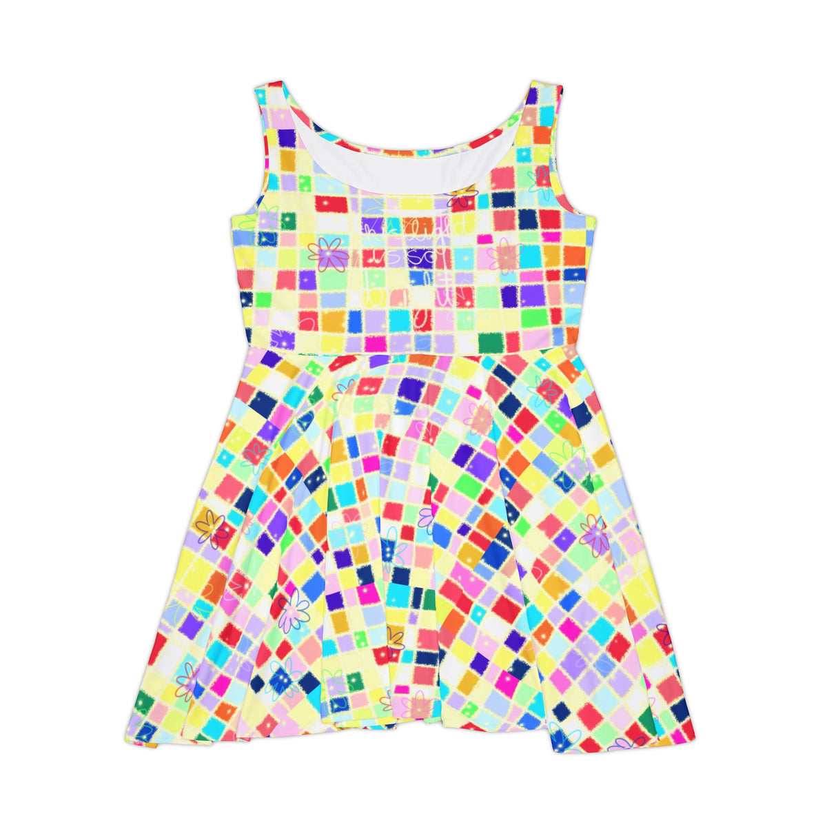 'Your Quilted Quantum Flower Bed' women's skater dress