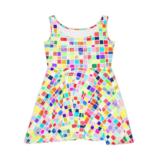 'Your Quilted Quantum Flower Bed' women's skater dress