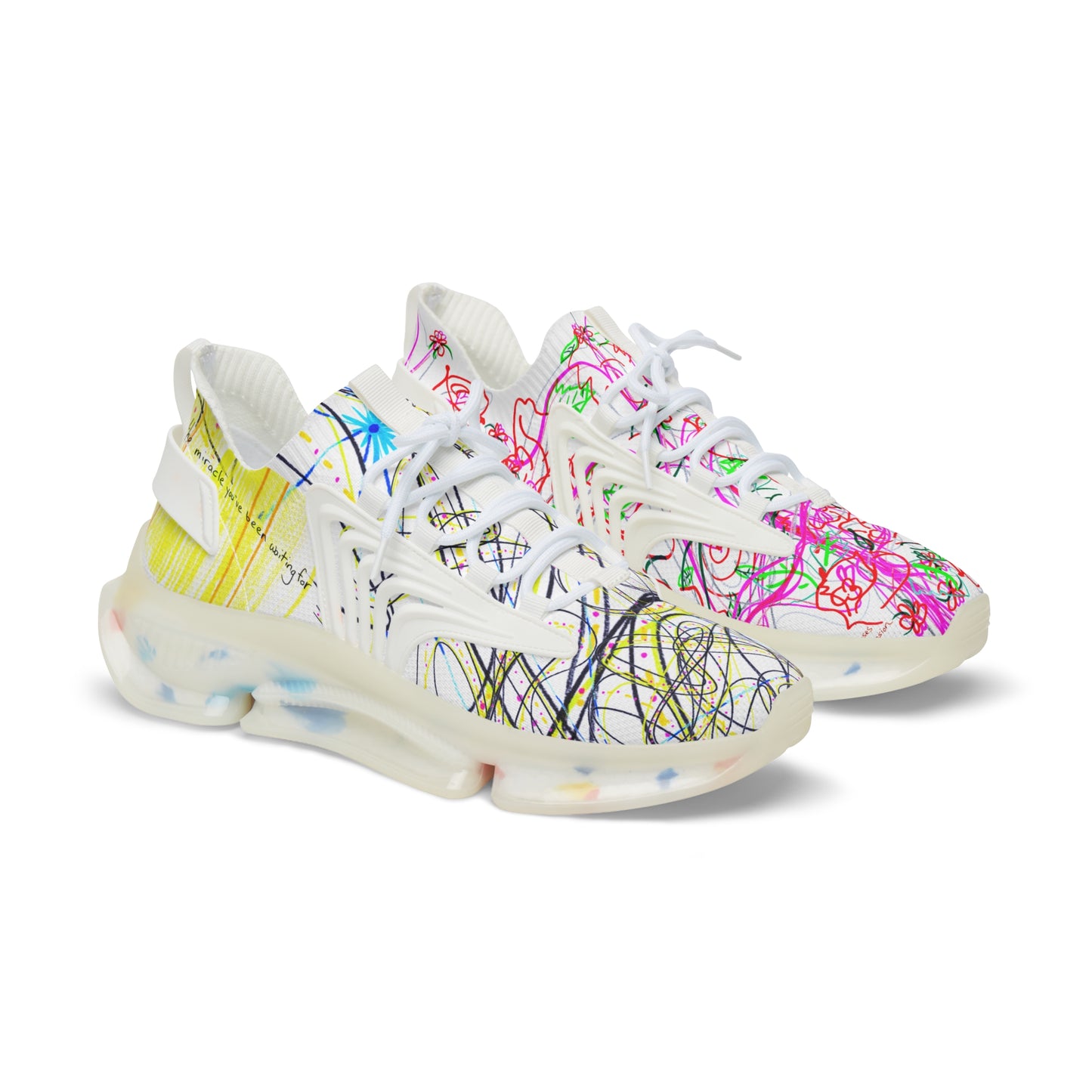 'KEEP YOUR PANTS ON' men's white sneakers with white & black detailing