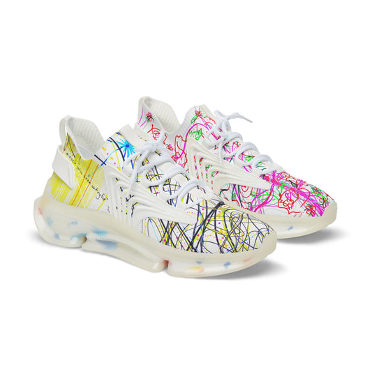 'KEEP YOUR PANTS ON' men's white sneakers with white & black detailing