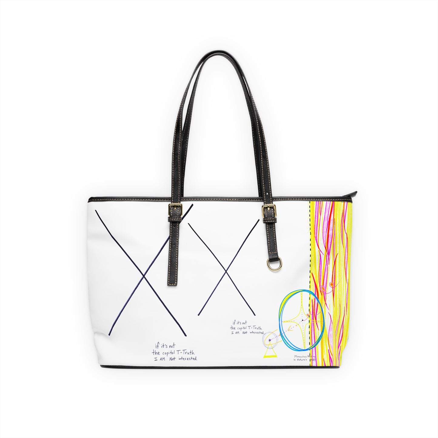 'if it's not the capital T-Truth, I'm not interested' vegan leather purse
