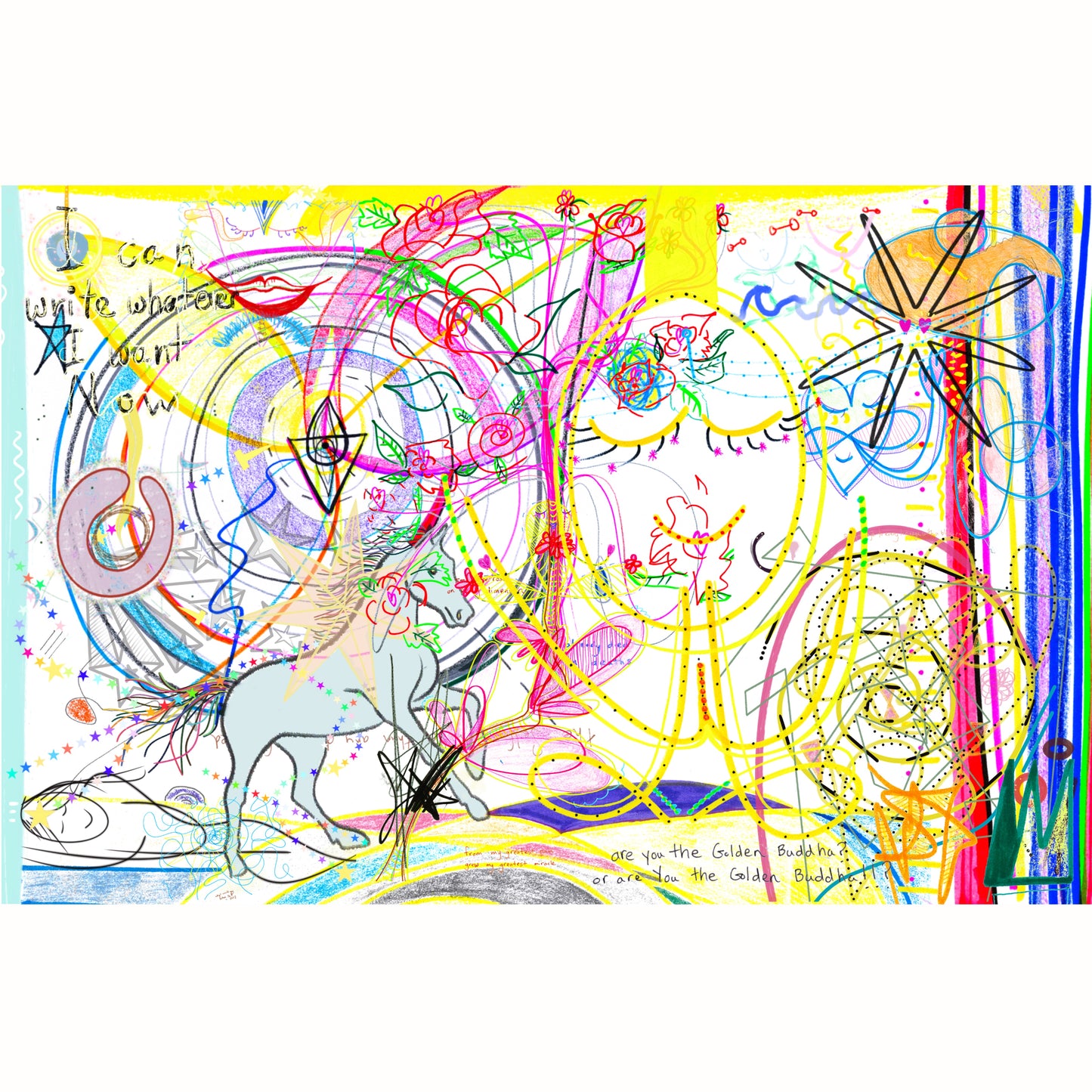 'are you the Golden Buddha? or are You the Golden Buddha!!?' stainless steel water bottle with straw