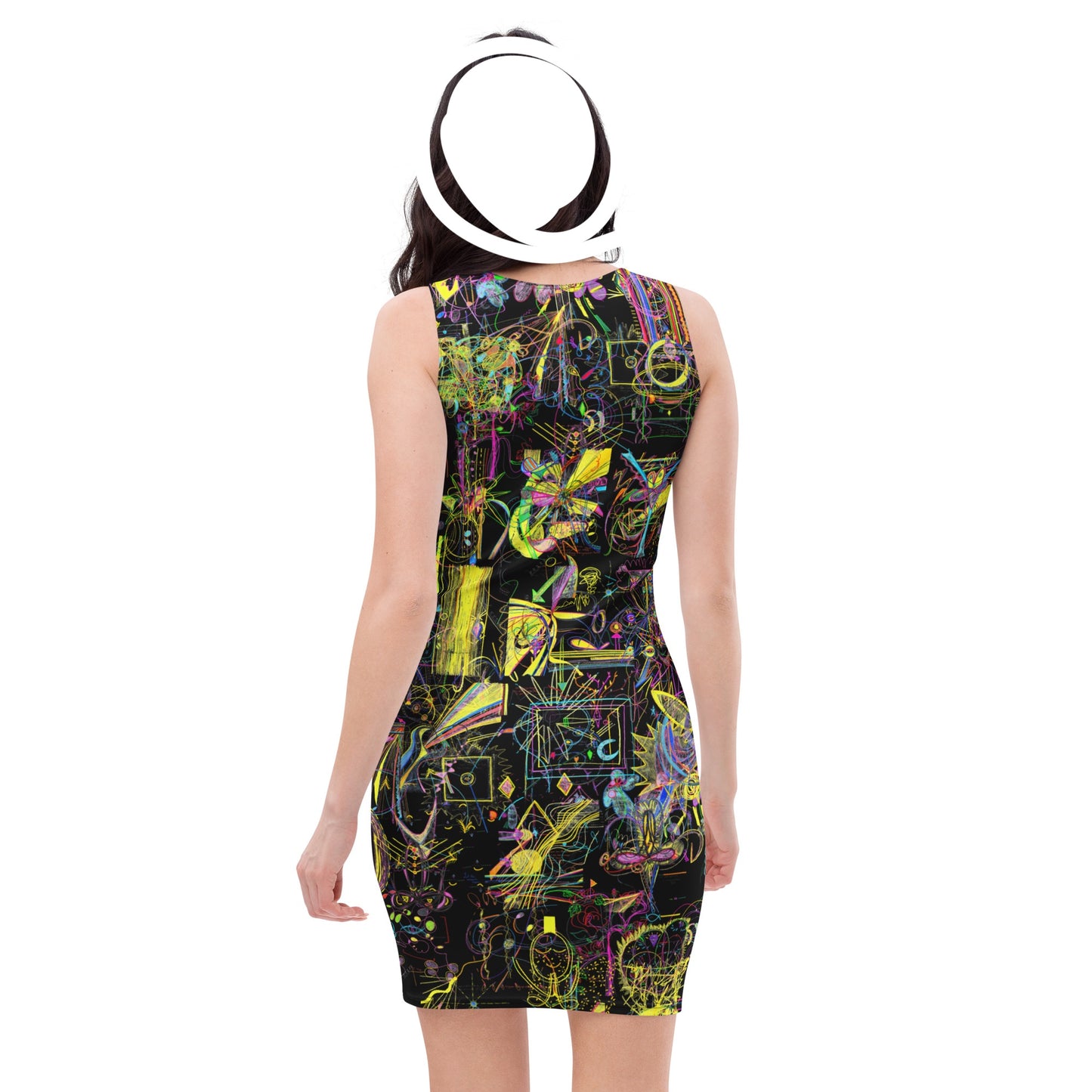 'YOUR BLESSINGS ARE PROTECTED' recycled mini dress in black