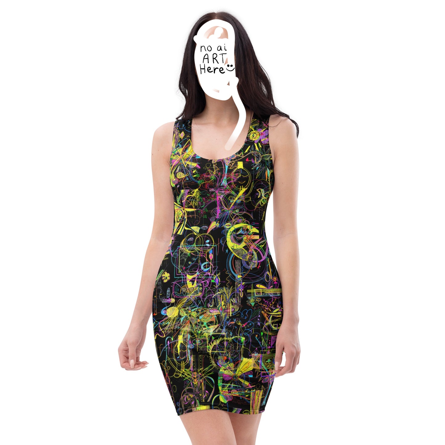 'YOUR BLESSINGS ARE PROTECTED' recycled mini dress in black