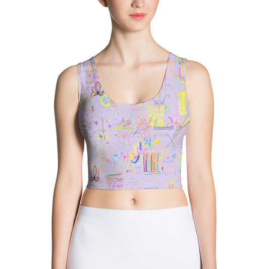 Designer You, body-hugging crop tank top in light purple