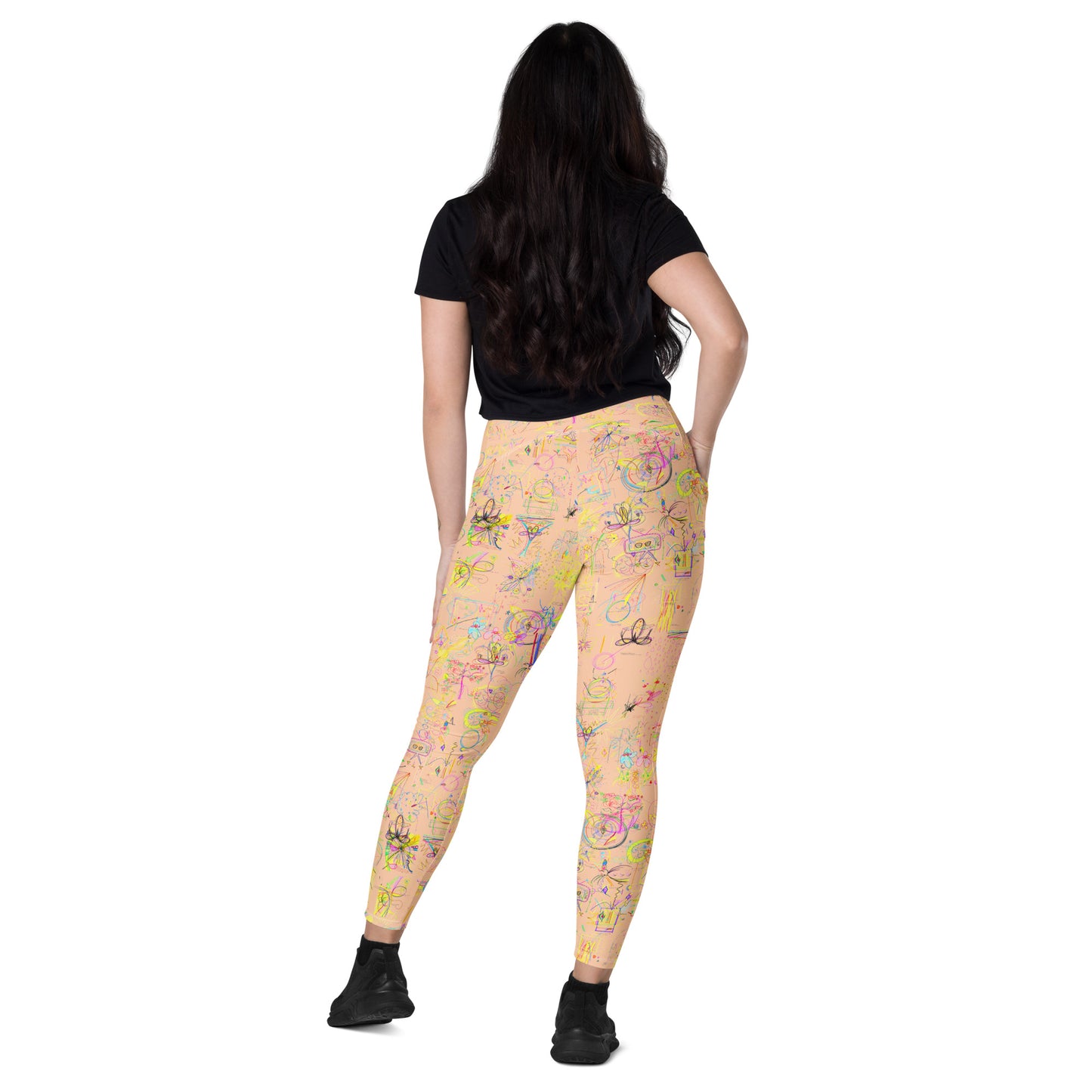 Just Feel, recycled feminine leggings with pockets in peach