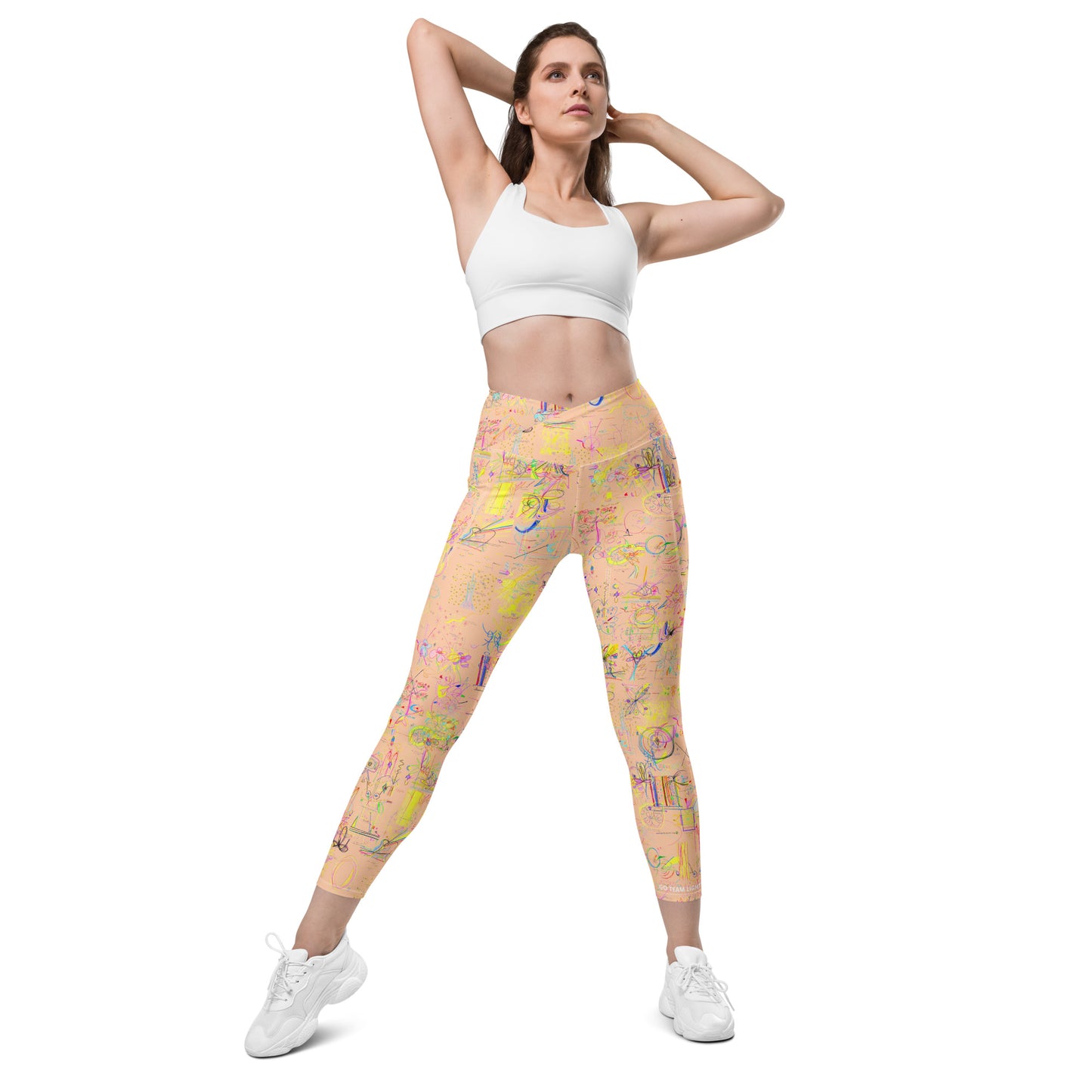 Just Feel, recycled feminine leggings with pockets in peach