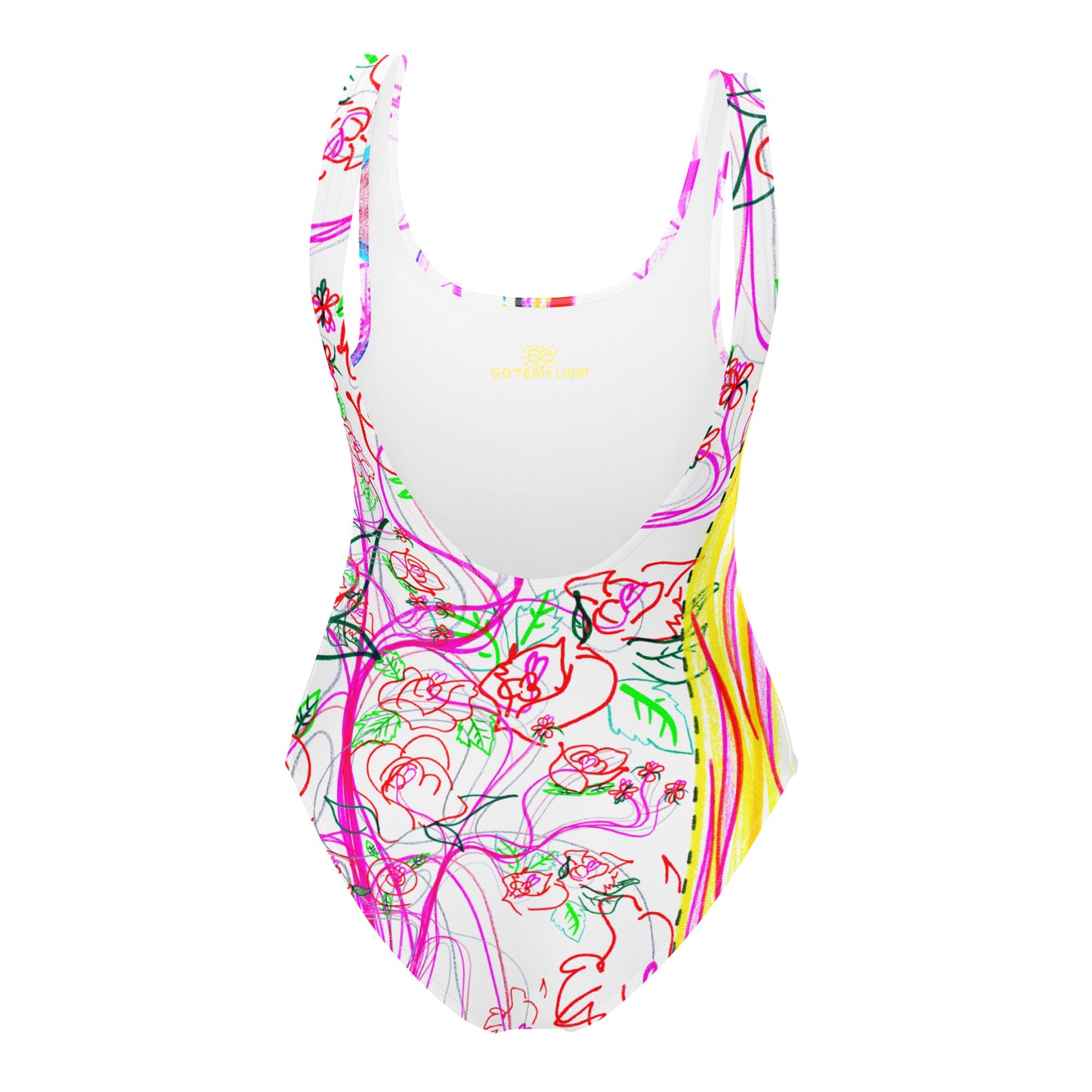 'smell the roses in every dimension' one-piece swimsuit