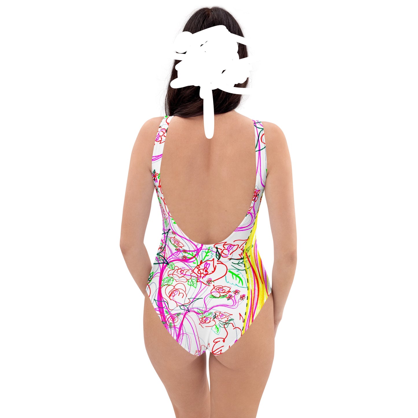 'smell the roses in every dimension' recycled one-piece swimsuit