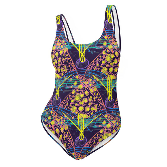 'ALL THE CARDS ON THE TABLE' one-piece swimsuit
