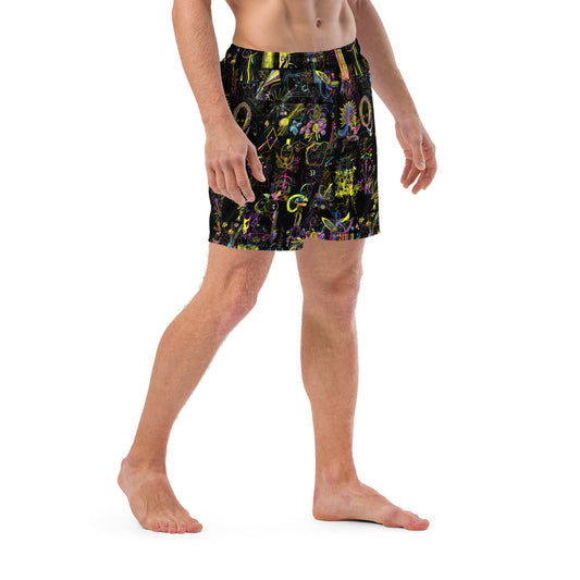 the GODDESS is calling, recycled masculine swim trunks in black